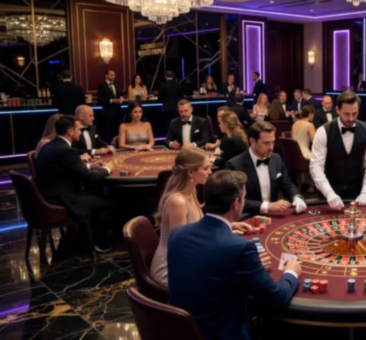 Zdjęcia z wydarzeń w stylistyce casino i pokerowych organizowanych przez Versa Event