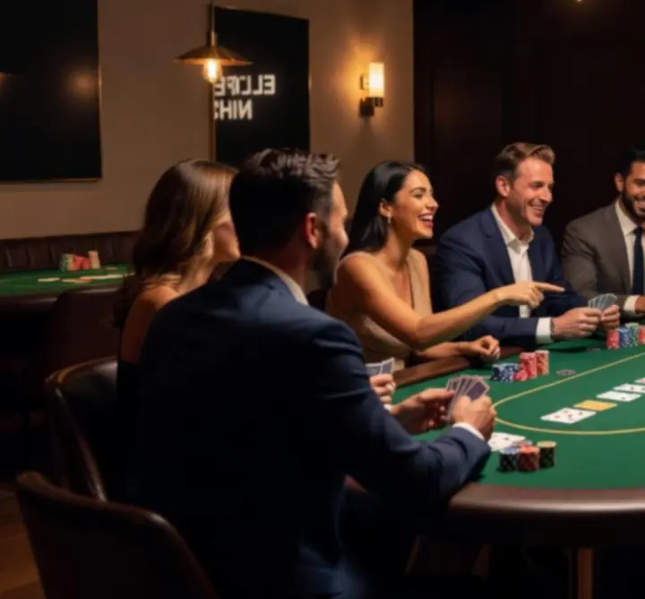 Stół pokerowy podczas eleganckiego wieczoru kasynowego zorganizowanego przez Versa Event