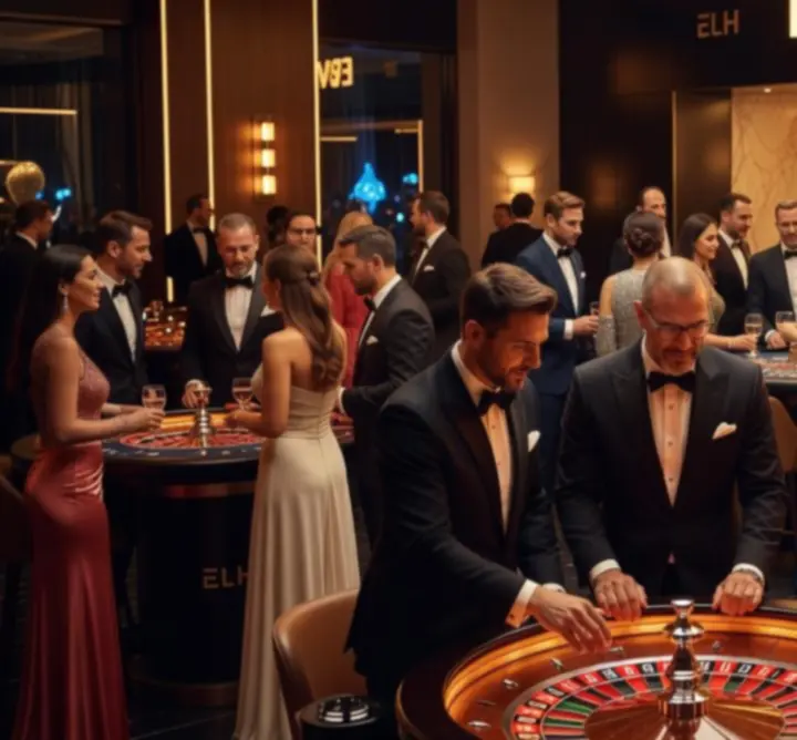 Wieczorne wydarzenie kasynowe z uczestnikami przy stołach do gier zorganizowane przez Versa Event