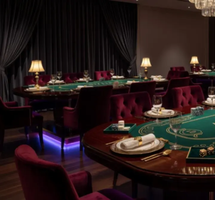 Personalizowane dekoracje eventu kasynowego z brandingiem Versa Event